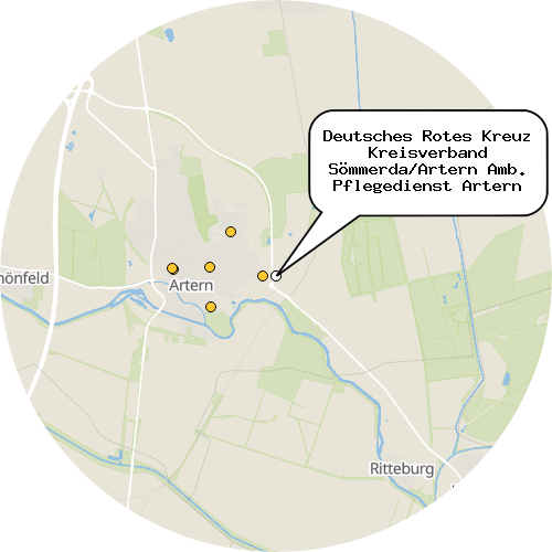 Kartenausschnitt für die Firma Deutsches Rotes Kreuz Kreisverband Sömmerda/Artern Amb. Pflegedienst Artern