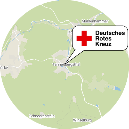 Kartenausschnitt für die Firma Deutsches Rotes Kreuz Sozialstation Waldgebiet
