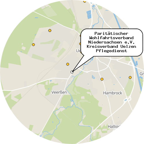 Kartenausschnitt für die Firma Paritätischer Wohlfahrtsverband Niedersachsen e.V. Kreisverband Uelzen Pflegedienst