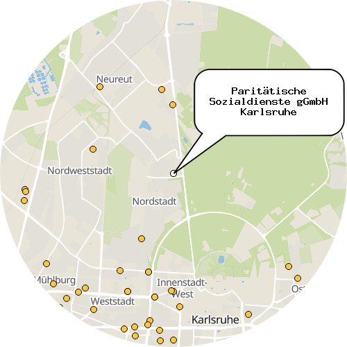 Kartenausschnitt für die Firma Paritätische Sozialdienste gGmbH Karlsruhe