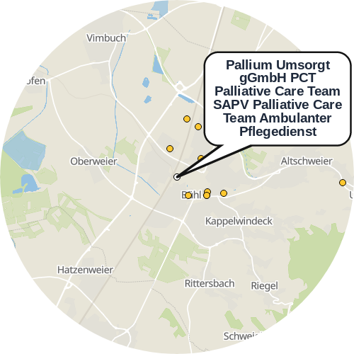 Kartenausschnitt für die Firma Pallium Umsorgt gGmbH PCT Palliative Care Team SAPV Palliative Care Team Ambulanter Pflegedienst