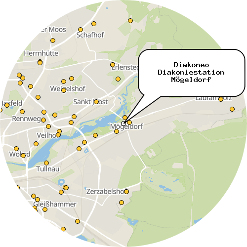 Kartenausschnitt für die Firma Diakoneo Diakoniestation Mögeldorf