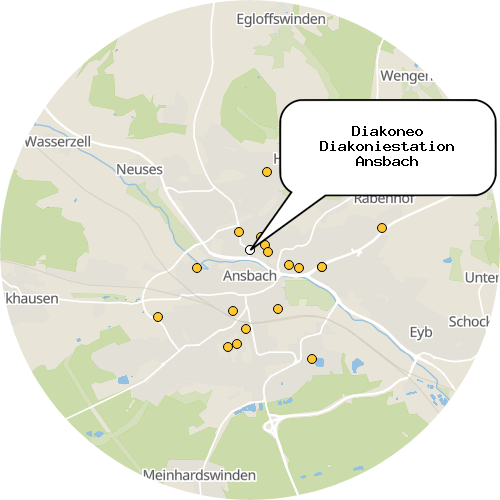 Kartenausschnitt für die Firma Diakoneo Diakoniestation Ansbach