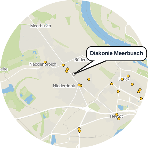 Kartenausschnitt für die Firma Diakonie Meerbusch