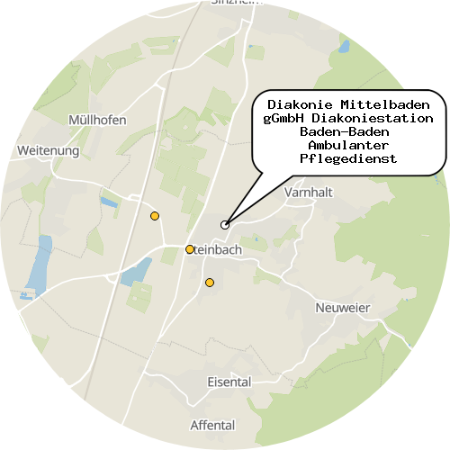 Kartenausschnitt für die Firma Diakonie Mittelbaden gGmbH Diakoniestation Baden-Baden  Ambulanter Pflegedienst
