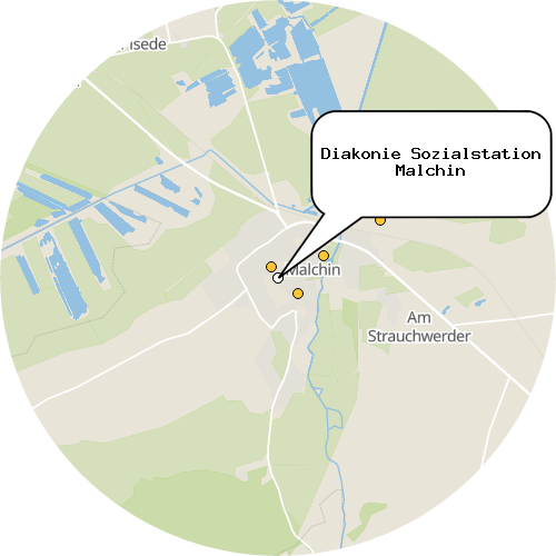 Kartenausschnitt für die Firma Diakonie Sozialstation Malchin