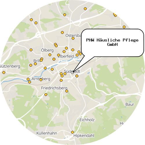 Kartenausschnitt für die Firma PHW Häusliche Pflege GmbH