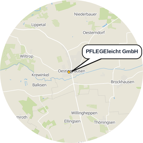 Kartenausschnitt für die Firma PFLEGEleicht GmbH