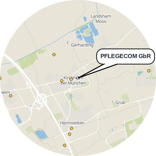 Kartenausschnitt für die Firma PFLEGECOM GbR