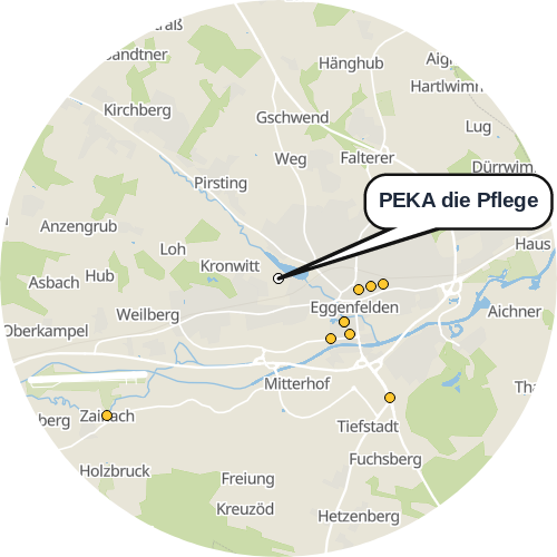 Kartenausschnitt für die Firma PEKA die Pflege