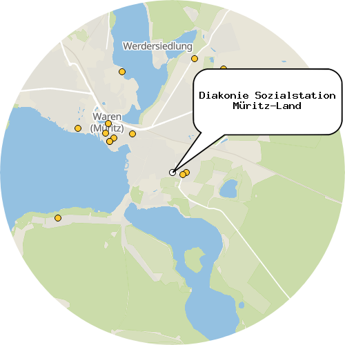 Kartenausschnitt für die Firma Diakonie Sozialstation Müritz-Land