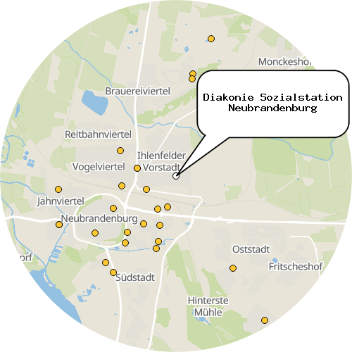 Kartenausschnitt für die Firma Diakonie Sozialstation Neubrandenburg