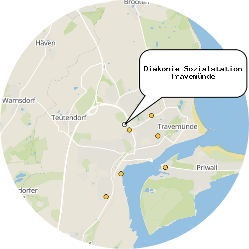 Kartenausschnitt für die Firma Diakonie Sozialstation Travemünde