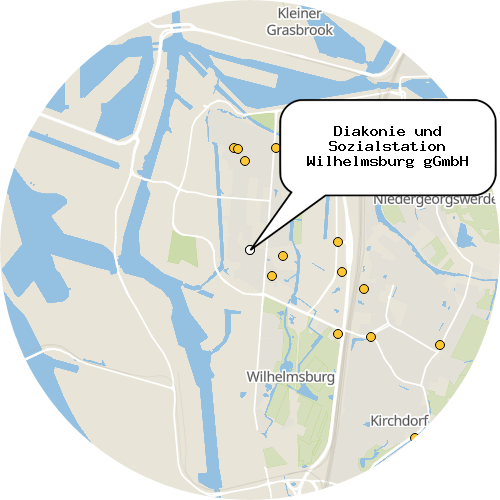 Kartenausschnitt für die Firma Diakonie und Sozialstation Wilhelmsburg gGmbH