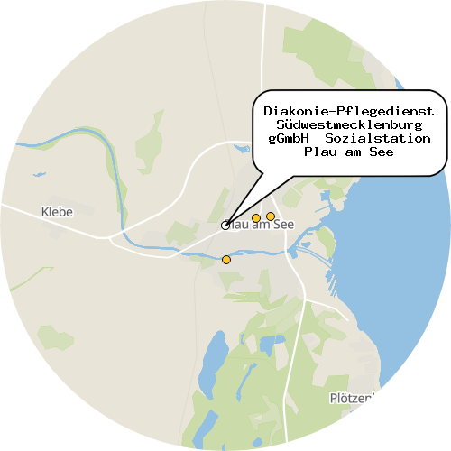 Kartenausschnitt für die Firma Diakonie-Pflegedienst Südwestmecklenburg gGmbH  Sozialstation Plau am See