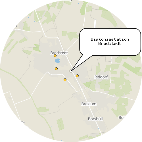 Kartenausschnitt für die Firma Diakoniestation Bredstedt