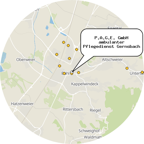 Kartenausschnitt für die Firma P.A.G.E. GmbH ambulanter Pflegedienst Gernsbach