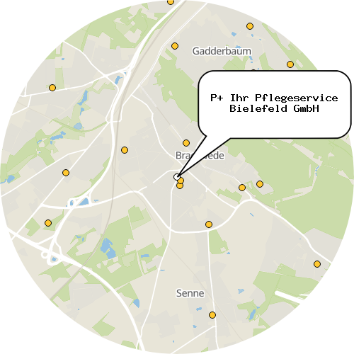 Kartenausschnitt für die Firma P+ Ihr Pflegeservice Bielefeld GmbH