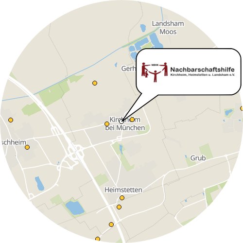 Kartenausschnitt für die Firma Nachbarschaftshilfe  Kirchheim, Heimstetten und Landsham e.V.