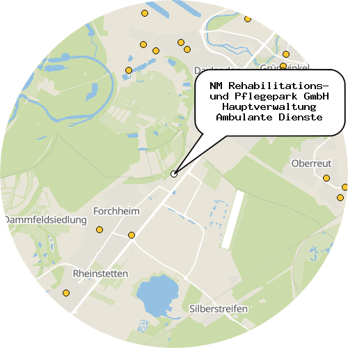 Kartenausschnitt für die Firma NM Rehabilitations- und Pflegepark GmbH Hauptverwaltung Ambulante Dienste