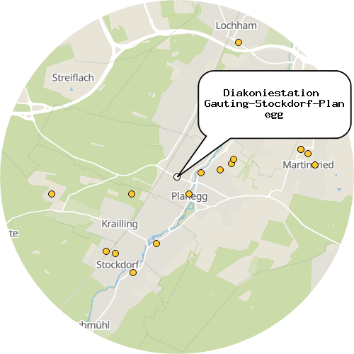 Kartenausschnitt für die Firma Diakoniestation  Gauting-Stockdorf-Planegg