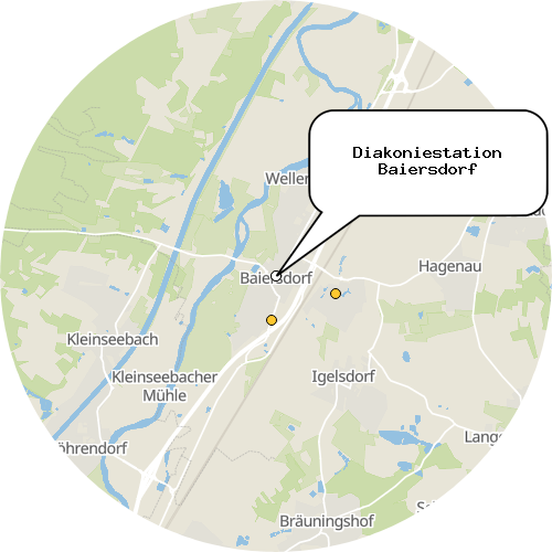 Kartenausschnitt für die Firma Diakoniestation Baiersdorf