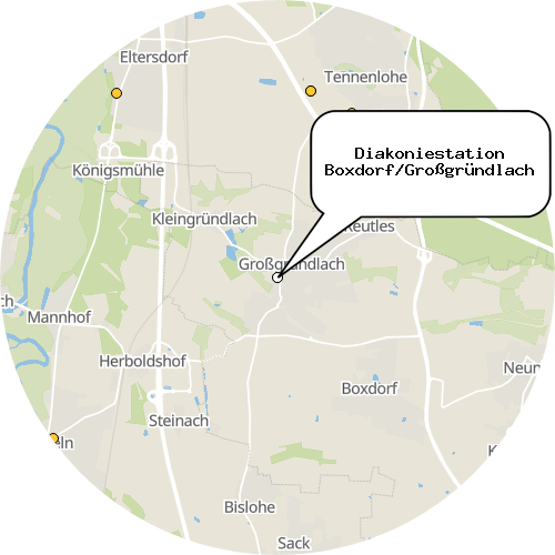 Kartenausschnitt für die Firma Diakoniestation Boxdorf/Großgründlach