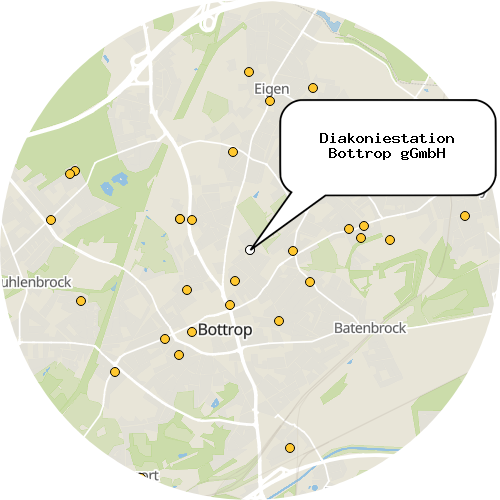 Kartenausschnitt für die Firma Diakoniestation Bottrop gGmbH