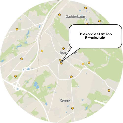 Kartenausschnitt für die Firma Diakoniestation Brackwede