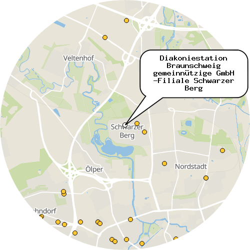Kartenausschnitt für die Firma Diakoniestation Braunschweig gemeinnützige GmbH -Filiale Schwarzer Berg