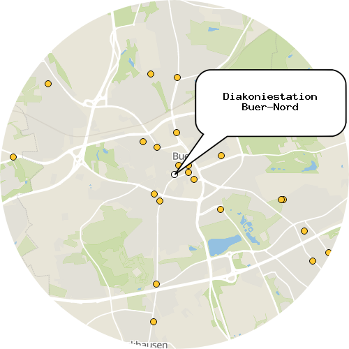 Kartenausschnitt für die Firma Diakoniestation Buer-Nord
