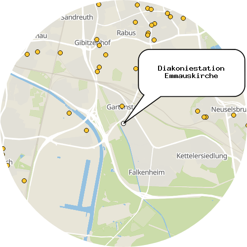 Kartenausschnitt für die Firma Diakoniestation Emmauskirche