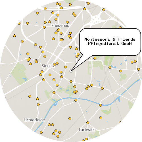 Kartenausschnitt für die Firma Montessori & Friends Pflegedienst GmbH