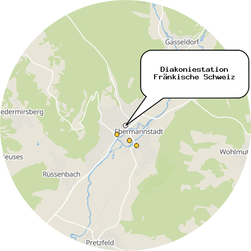 Kartenausschnitt für die Firma Diakoniestation Fränkische Schweiz
