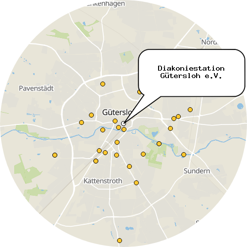 Kartenausschnitt für die Firma Diakoniestation Gütersloh e.V.