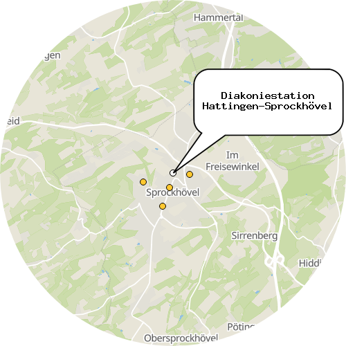 Kartenausschnitt für die Firma Diakoniestation Hattingen-Sprockhövel