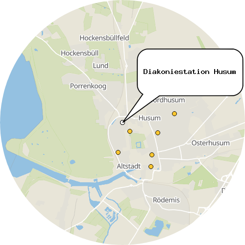 Kartenausschnitt für die Firma Diakoniestation Husum