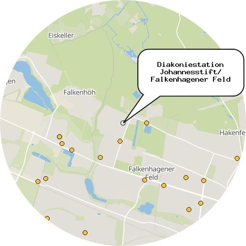 Kartenausschnitt für die Firma Diakoniestation Johannesstift/ Falkenhagener Feld