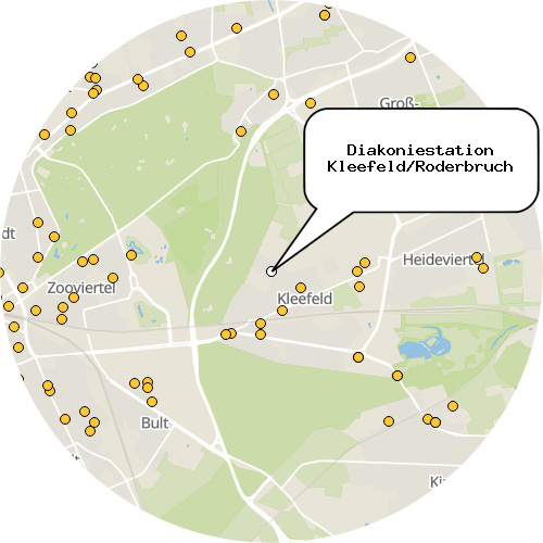 Kartenausschnitt für die Firma Diakoniestation Kleefeld/Roderbruch