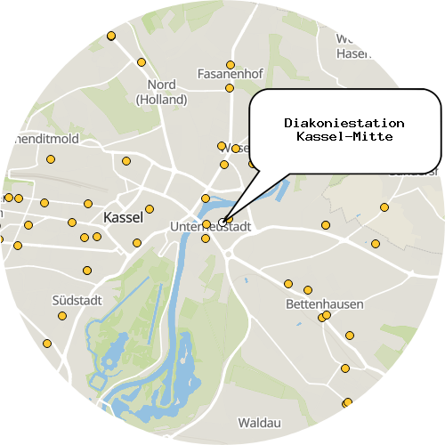 Kartenausschnitt für die Firma Diakoniestation Kassel-Mitte
