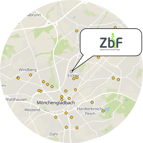 Kartenausschnitt für die Firma ZbF Pflegedienst GmbH