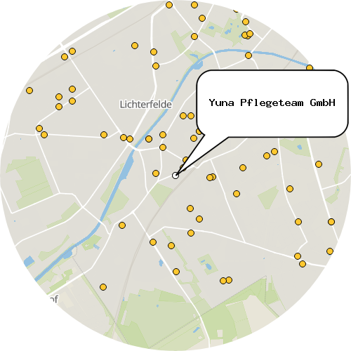 Kartenausschnitt für die Firma Yuna Pflegeteam GmbH