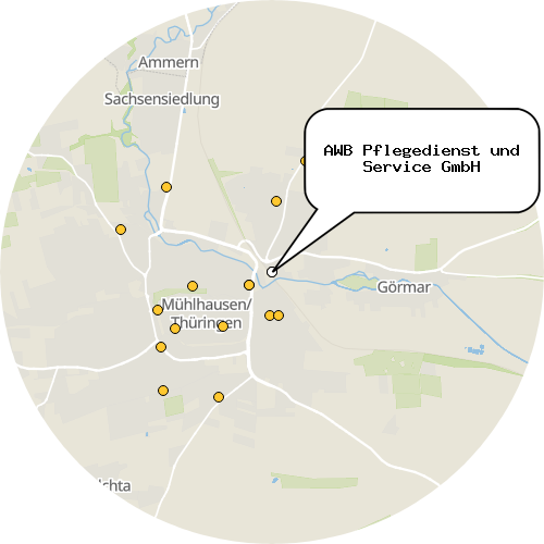 Kartenausschnitt für die Firma AWB Pflegedienst und Service GmbH