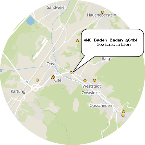 Kartenausschnitt für die Firma AWO Baden-Baden gGmbH   Sozialstation