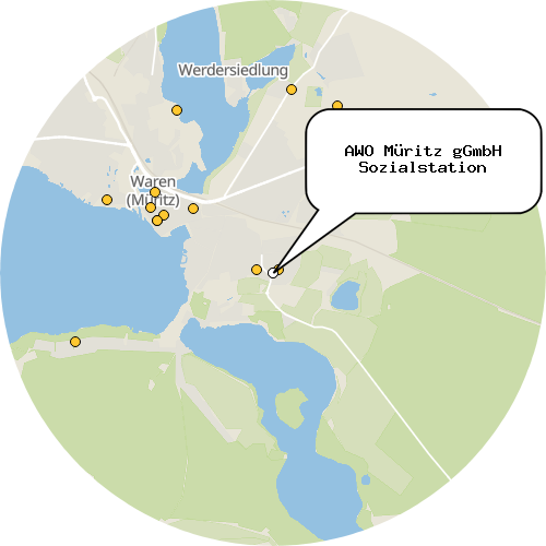 Kartenausschnitt für die Firma AWO Müritz gGmbH Sozialstation
