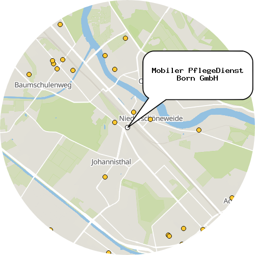 Kartenausschnitt für die Firma Mobiler PflegeDienst Born GmbH
