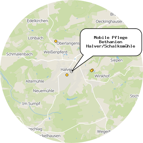 Kartenausschnitt für die Firma Mobile Pflege Bethanien Halver/Schalksmühle