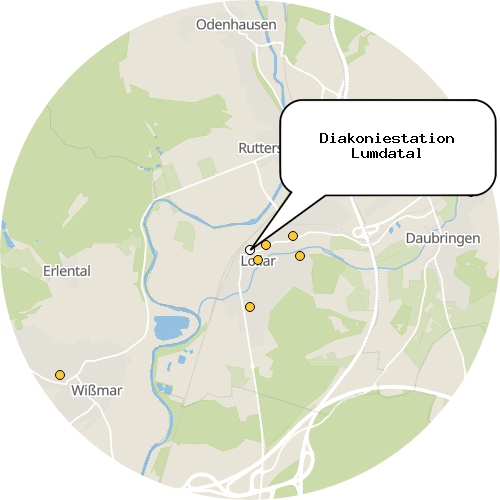 Kartenausschnitt für die Firma Diakoniestation Lumdatal