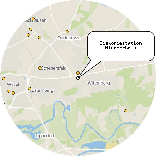 Kartenausschnitt für die Firma Diakoniestation Niederrhein