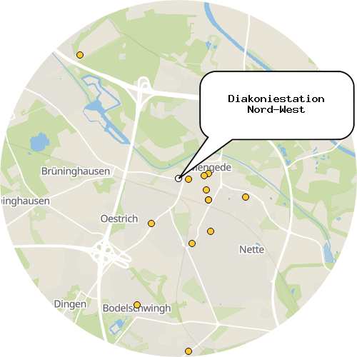 Kartenausschnitt für die Firma Diakoniestation Nord-West